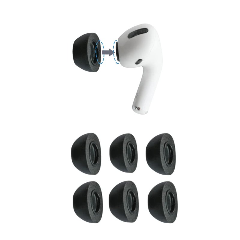 Comply Memory Foam Replacement Earbud Tips for Apple AirPods Pro 1 & 2 | Ultimate Comfort, Secure Fit, Superior Noise Isolation | Anti Slip, Prevent From Falling Out | Black, Medium (3 Pairs) - Image 1